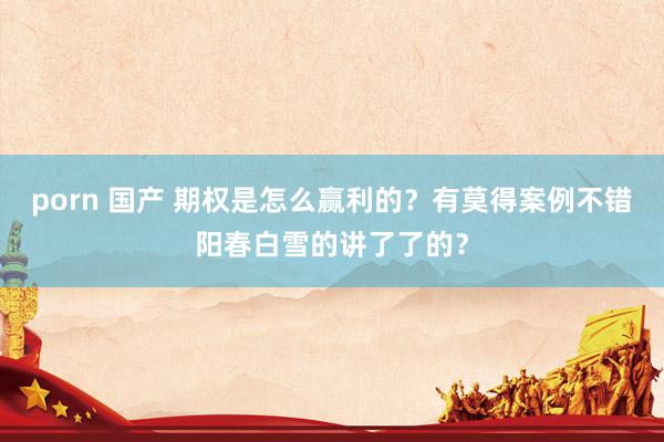 porn 国产 期权是怎么赢利的？有莫得案例不错阳春白雪的讲了了的？