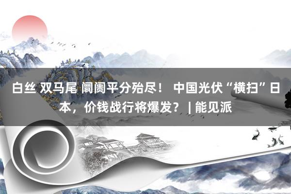 白丝 双马尾 阛阓平分殆尽！ 中国光伏“横扫”日本，价钱战行将爆发？ | 能见派