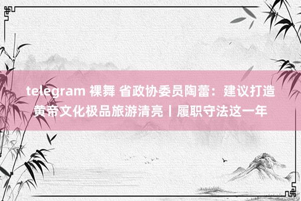 telegram 裸舞 省政协委员陶蕾：建议打造黄帝文化极品旅游清亮丨履职守法这一年